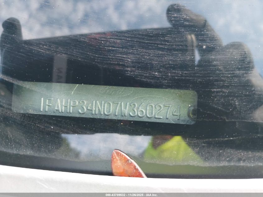 2007 Ford Focus S/Se/Ses VIN: 1FAHP34N07W360274 Lot: 43789532