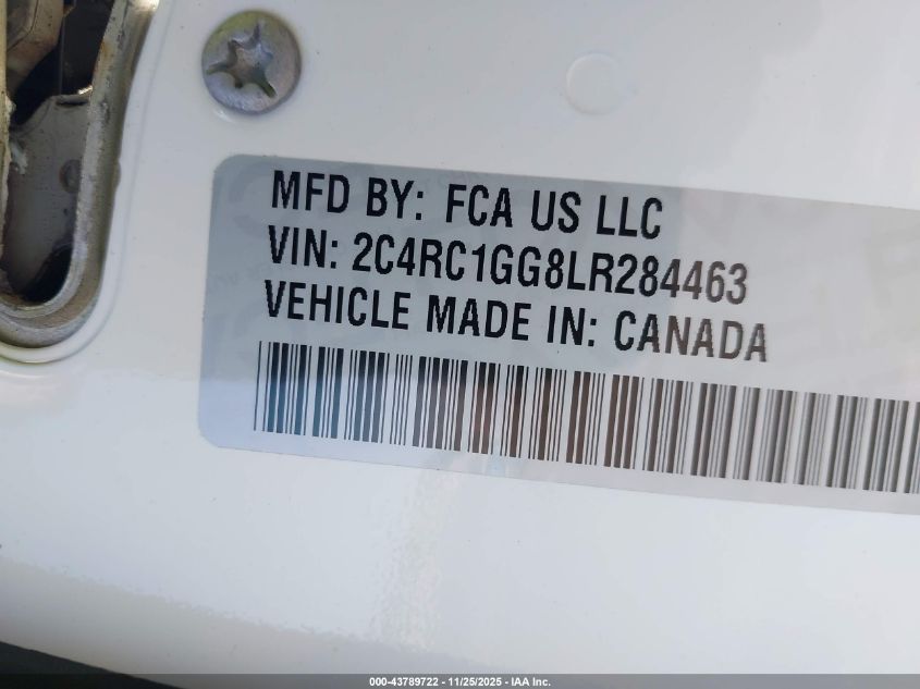 2020 Chrysler Pacifica Limited VIN: 2C4RC1GG8LR284463 Lot: 43789722