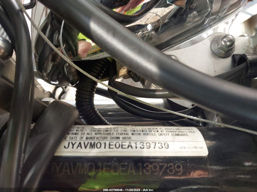 2014 Yamaha Xvs650 VIN: JYAVM01E0EA139739 Lot: 43790046