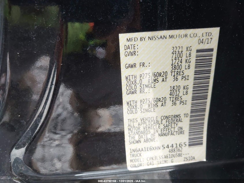 1N6AA1E6XHN544165 2017 NISSAN TITAN photo no. 9