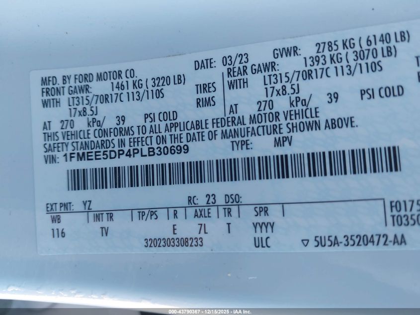2023 Ford Bronco Wildtrak VIN: 1FMEE5DP4PLB30699 Lot: 43790367