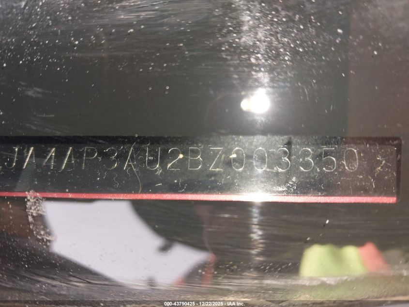 2011 Mitsubishi Outlander Sport Es VIN: JA4AP3AU2BZ003350 Lot: 43790425