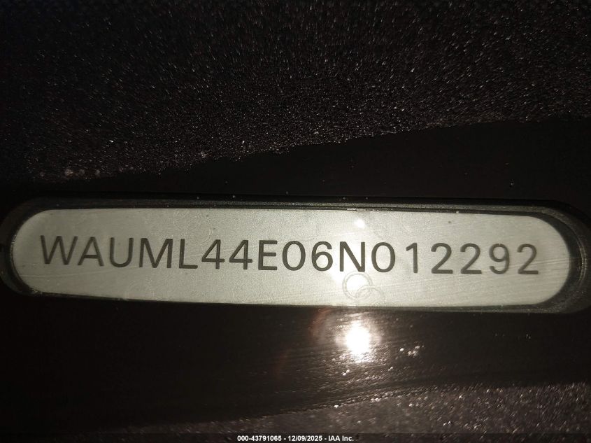 2006 Audi A8 L 4.2 VIN: WAUML44E06N012292 Lot: 43791065