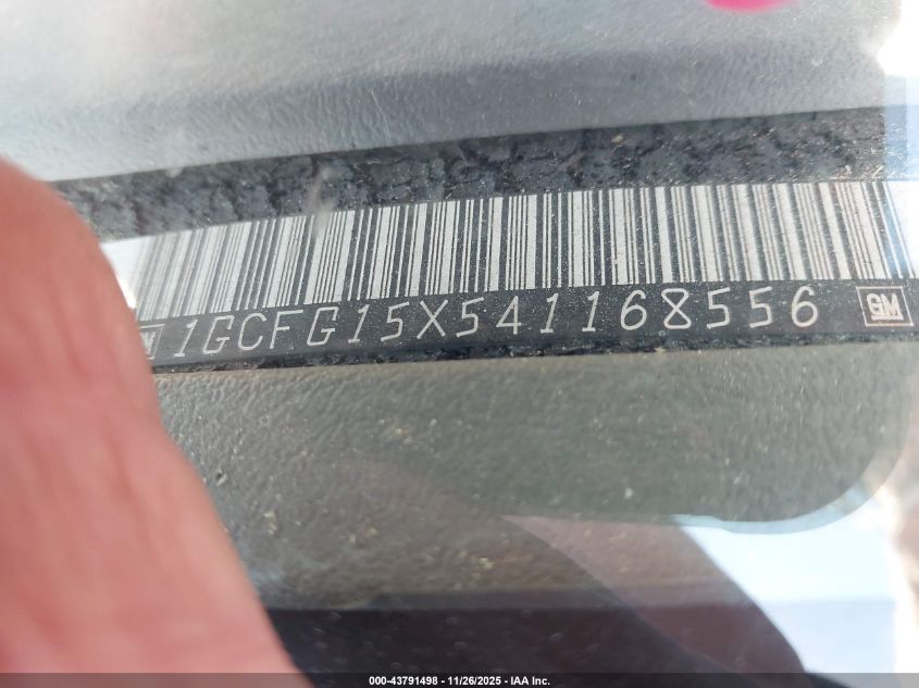 2004 Chevrolet Express VIN: 1GCFG15X541168556 Lot: 43791498