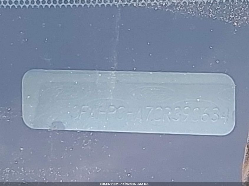 2012 Ford Fusion Se VIN: 3FAHP0HA7CR390634 Lot: 43791521