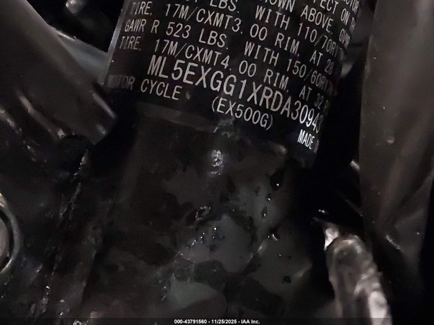 2024 Kawasaki Ex500 VIN: ML5EXGG1XRDA30943 Lot: 43791560