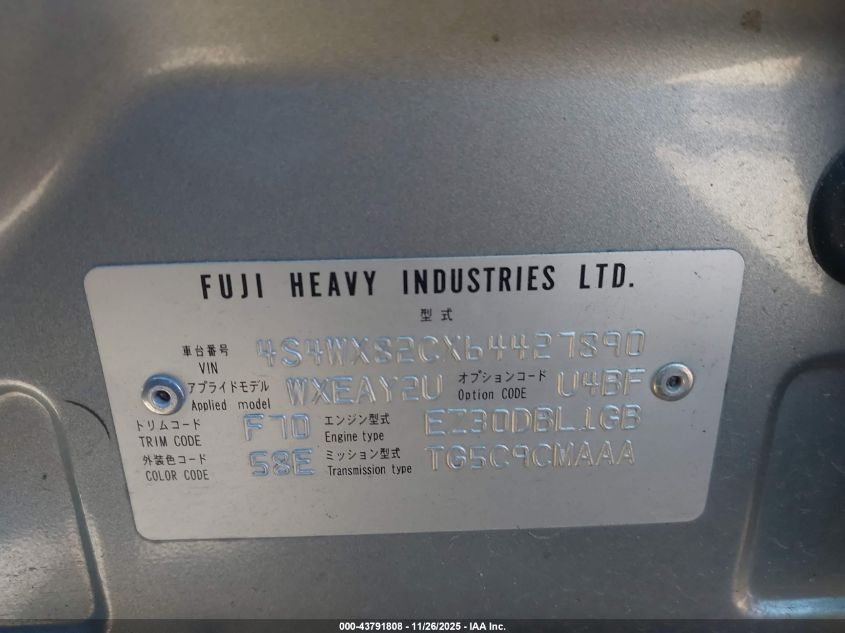 2006 Subaru B9 Tribeca Limited 5-Passenger VIN: 4S4WX82CX64427890 Lot: 43791808