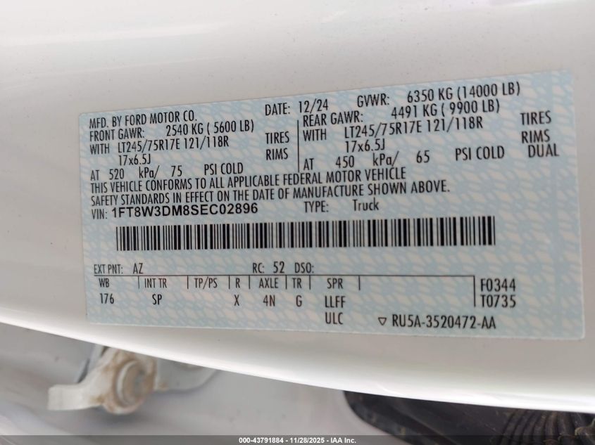 2025 Ford F-350 King Ranch VIN: 1FT8W3DM8SEC02896 Lot: 43791884