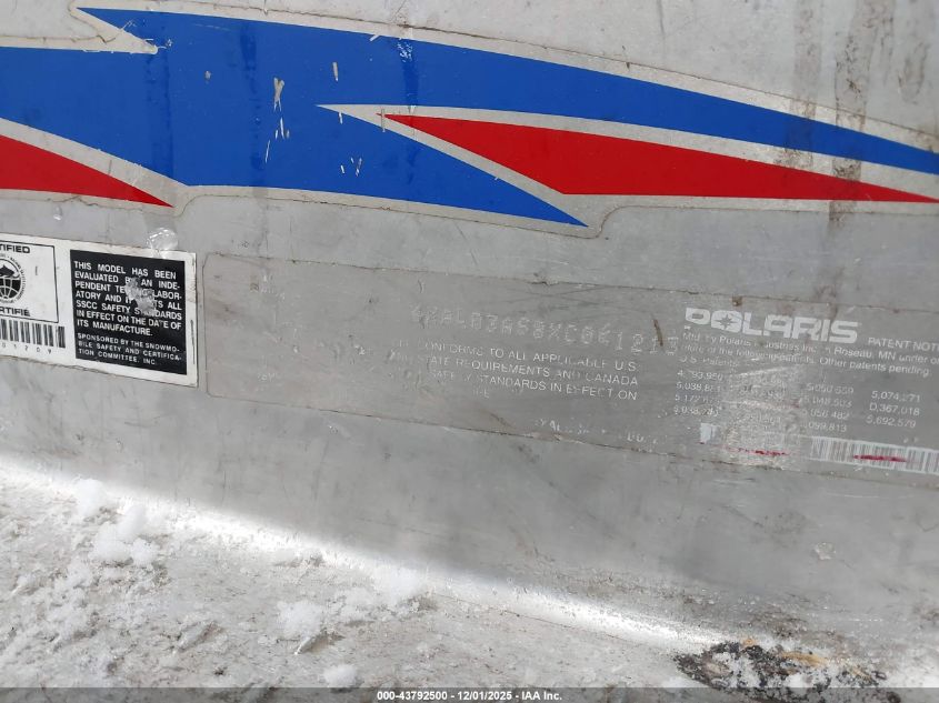 1999 Polaris Indy 340 Deluxe VIN: 4XAL03AS8XC061213 Lot: 43792500