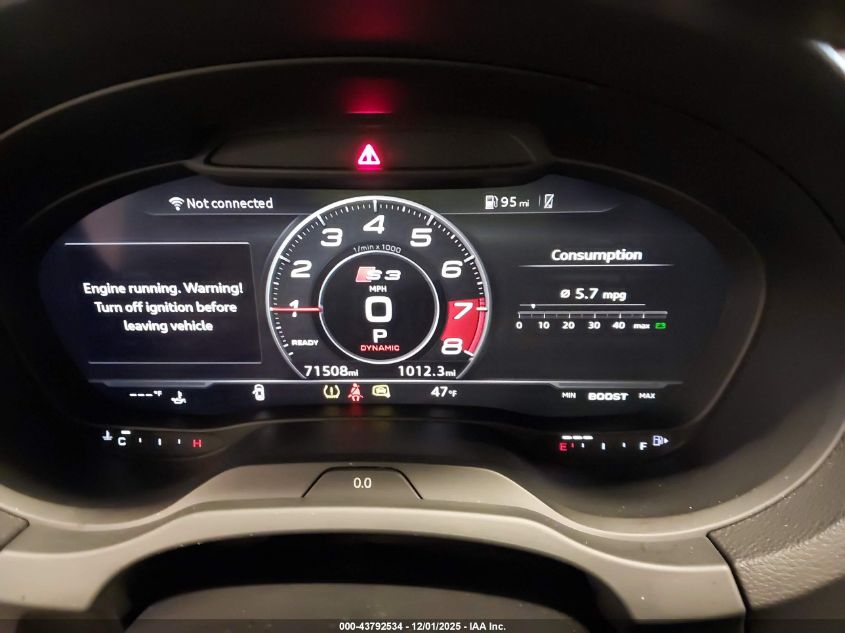 2019 Audi S3 2.0T Premium Plus VIN: WAUB1GFF9K1021045 Lot: 43792534
