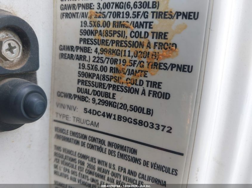 2016 Isuzu Npr Hd Gas Reg VIN: 54DC4W1B9GS803372 Lot: 43792744