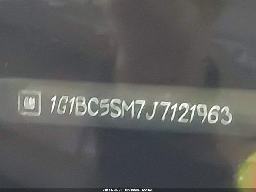 2018 Chevrolet Cruze Ls Auto VIN: 1G1BC5SM7J7121963 Lot: 43792761
