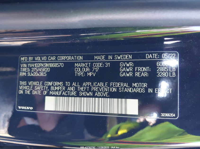 2022 Volvo Xc90 T5 Momentum 7 Passenger VIN: YV4102PK9N1868570 Lot: 43792762