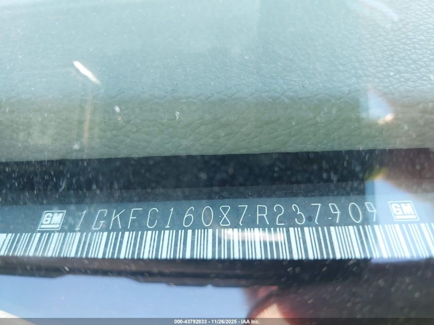 2007 GMC Yukon Xl 1500 Commercial Fleet VIN: 1GKFC16087R237909 Lot: 43792833