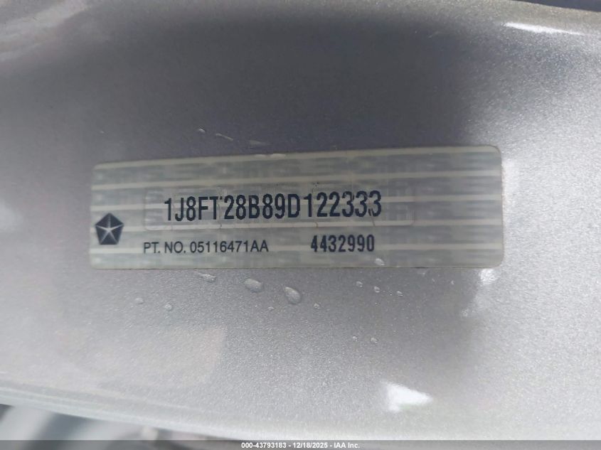 2009 Jeep Patriot Sport VIN: 1J8FT28B89D122333 Lot: 43793183