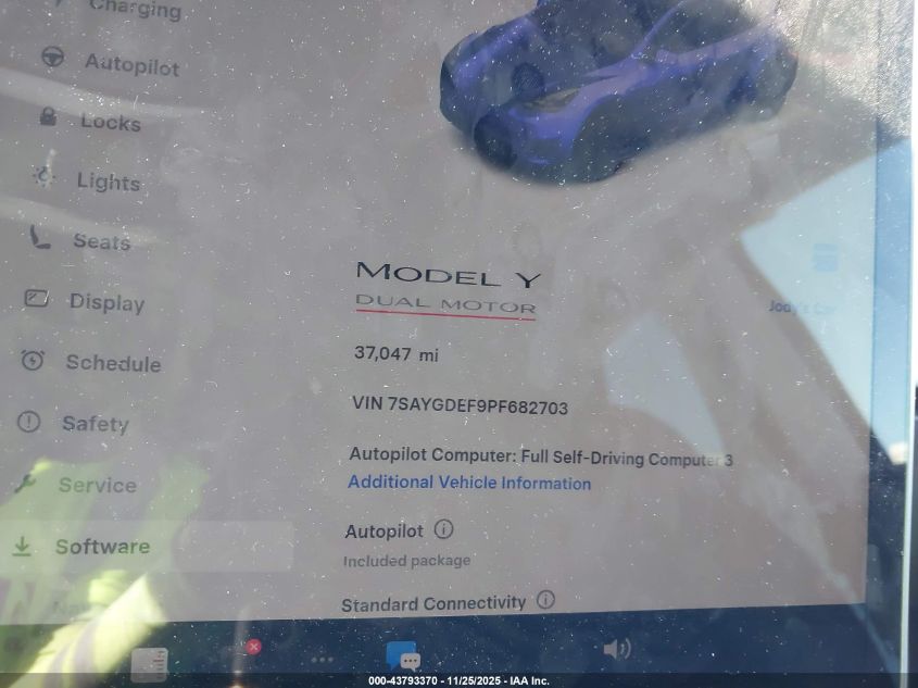 2023 Tesla Model Y Performance Dual Motor All-Wheel Drive VIN: 7SAYGDEF9PF682703 Lot: 43793370