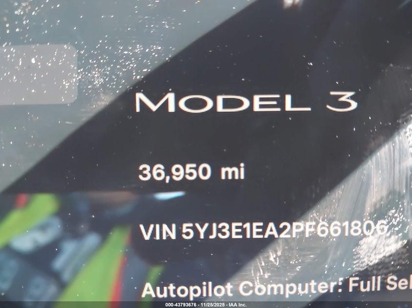 2023 Tesla Model 3 Rear-Wheel Drive VIN: 5YJ3E1EA2PF661806 Lot: 43793676