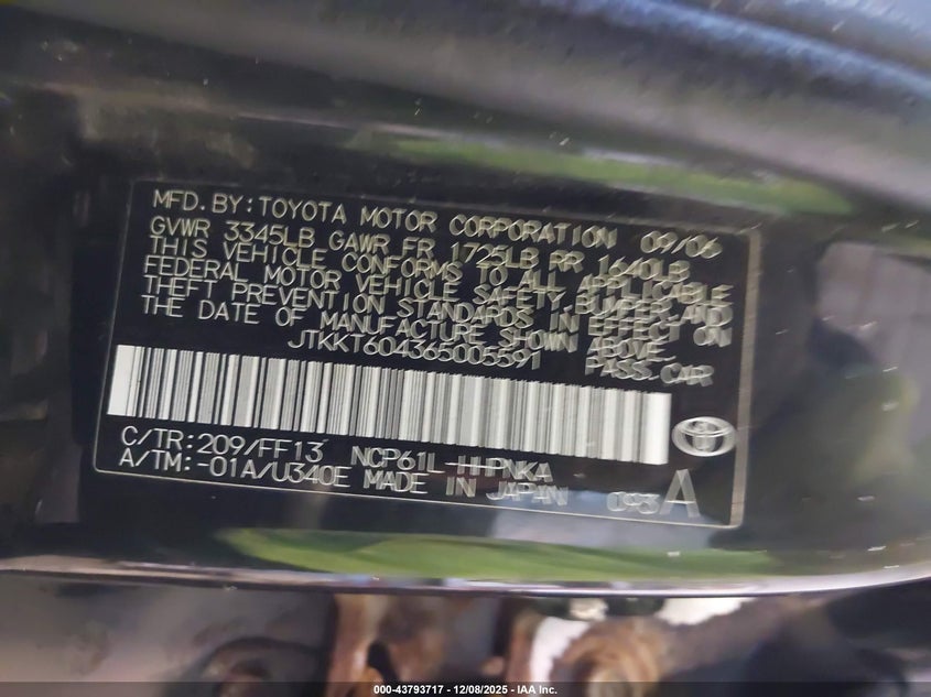 JTKKT604365005591 2006 SCION XA photo no. 9
