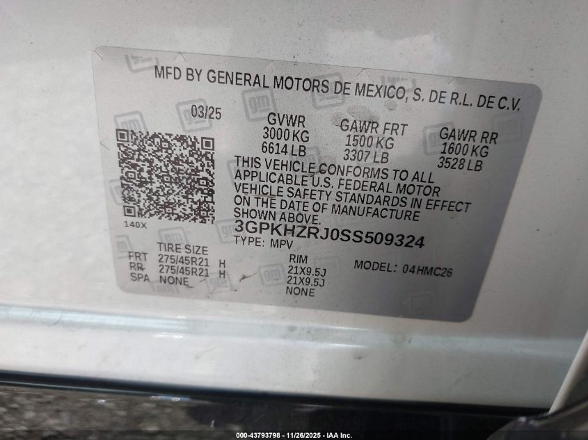 2025 Honda Prologue Elite VIN: 3GPKHZRJ0SS509324 Lot: 43793798