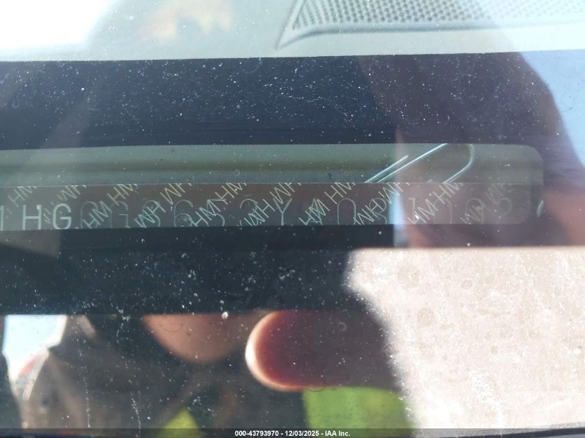 2000 Honda Accord 2.3 Lx VIN: 1HGCG6653YA081002 Lot: 43793970