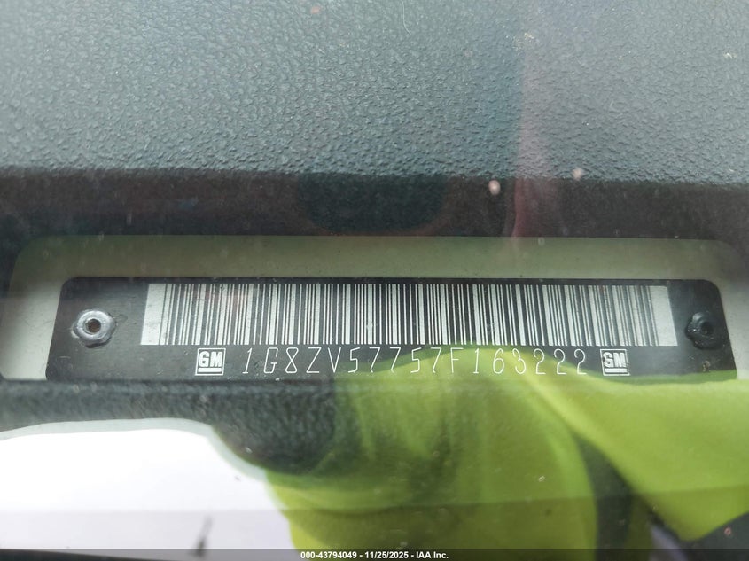 2007 Saturn Aura Xr VIN: 1G8ZV57757F163222 Lot: 43794049