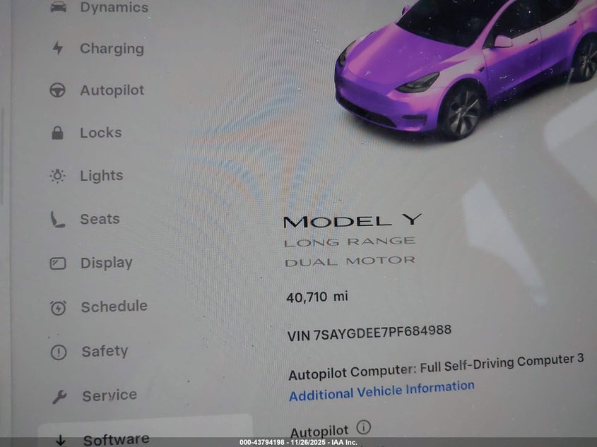 2023 Tesla Model Y Awd/Long Range Dual Motor All-Wheel Drive VIN: 7SAYGDEE7PF684988 Lot: 43794198