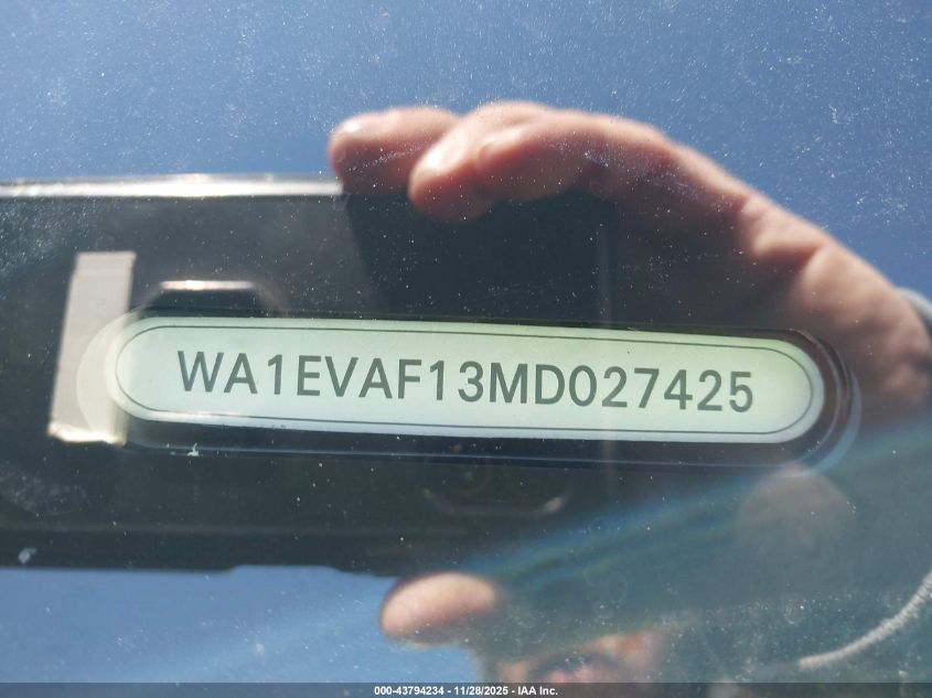 2021 Audi Q8 Premium Plus 55 Tfsi Quattro Tiptronic VIN: WA1EVAF13MD027425 Lot: 43794234