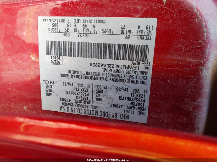 2002 Ford Expedition Xlt VIN: 1FMPU16L22LA62958 Lot: 43794461