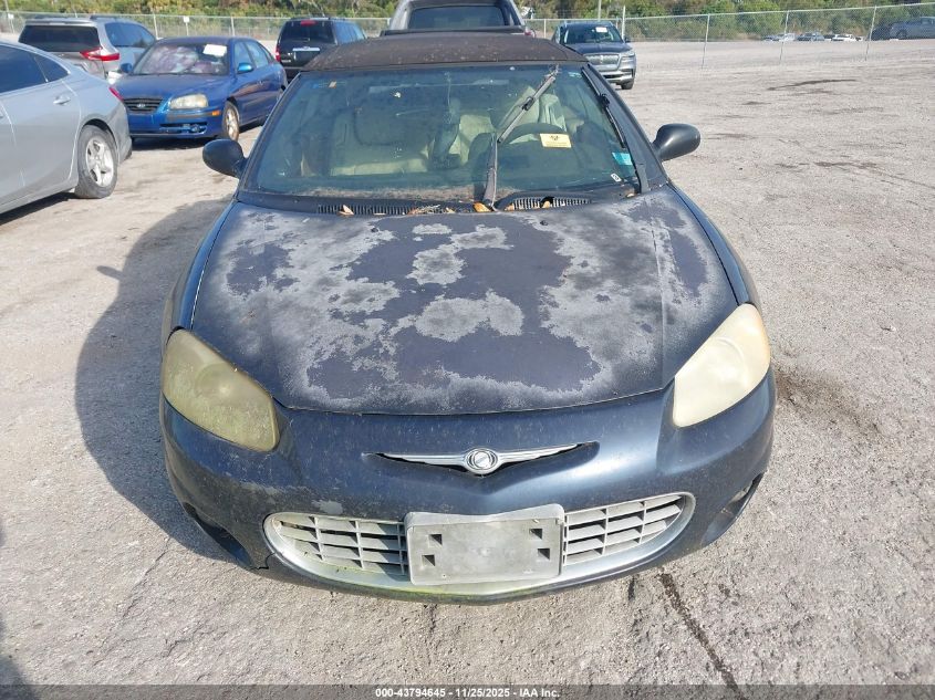 2001 Chrysler Sebring Limited VIN: 1C3EL65U01N655408 Lot: 43794645