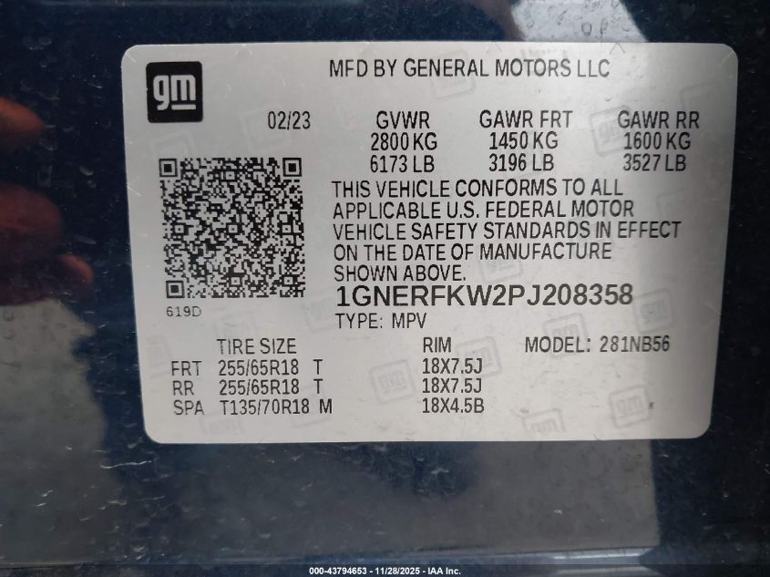 2023 Chevrolet Traverse Fwd Ls VIN: 1GNERFKW2PJ208358 Lot: 43794653