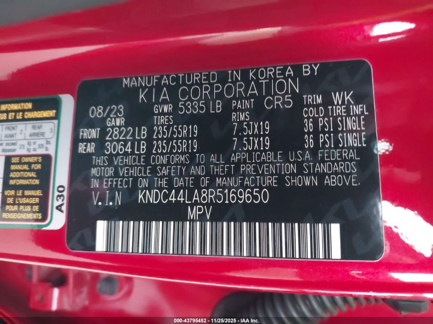 2024 Kia Ev6 Gt-Line VIN: KNDC44LA8R5169650 Lot: 43795452