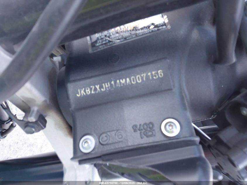 2021 Kawasaki Zx636 K VIN: JKBZXJH14MA007156 Lot: 43795700