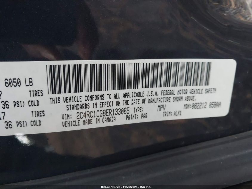 2014 Chrysler Town & Country Touring-L VIN: 2C4RC1CG8ER133065 Lot: 43795728