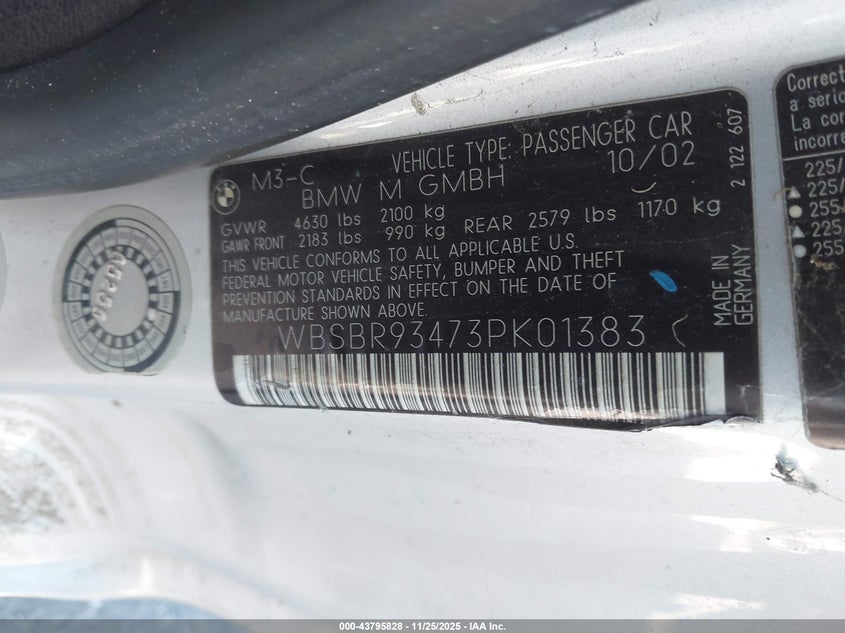 WBSBR93473PK01383 2003 BMW M3 photo no. 9