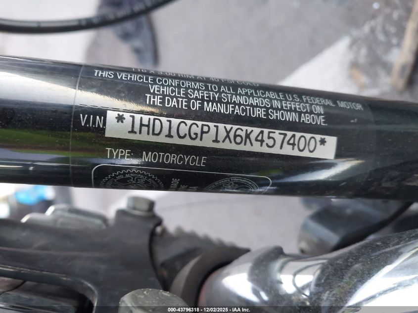 2006 Harley-Davidson Xl1200 C VIN: 1HD1CGP1X6K457400 Lot: 43796318
