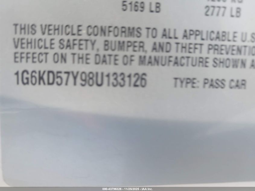 2008 Cadillac Dts 1Sb VIN: 1G6KD57Y98U133126 Lot: 43796326