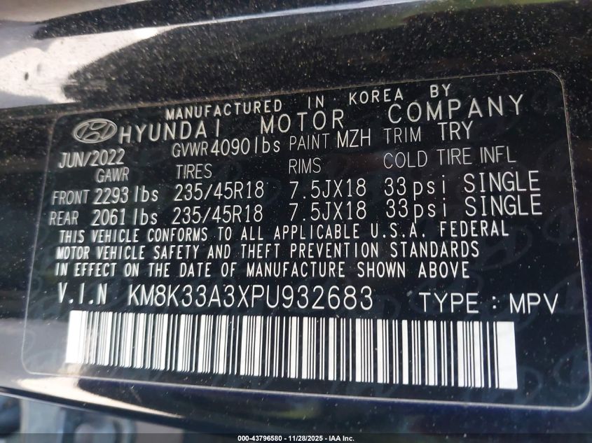 2023 Hyundai Kona N Line VIN: KM8K33A3XPU932683 Lot: 43796580