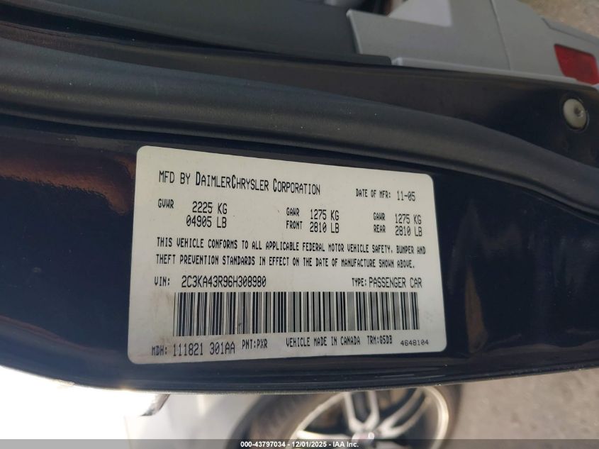 2006 Chrysler 300 VIN: 2C3KA43R96H308980 Lot: 43797034