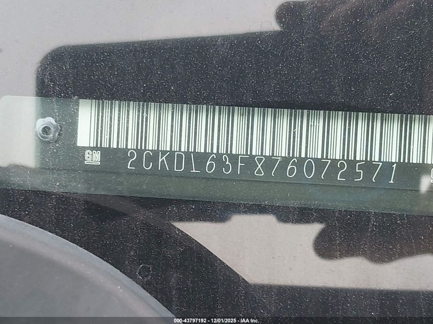 2007 Pontiac Torrent VIN: 2CKDL63F876072571 Lot: 43797192
