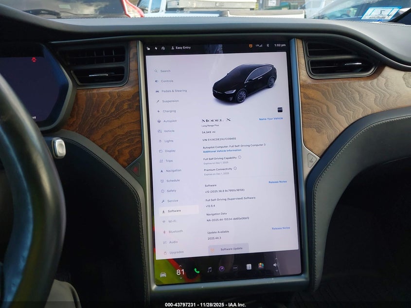 2020 Tesla Model X Long Range Dual Motor All-Wheel Drive/Long Range Plus Dual Motor All-Wheel Drive VIN: 5YJXCDE2XLF239455 Lot: 43797231