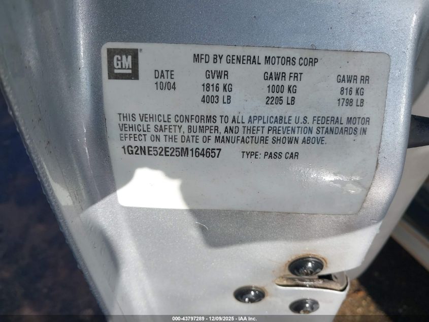 2005 Pontiac Grand Am Se VIN: 1G2NE52E25M164657 Lot: 43797289