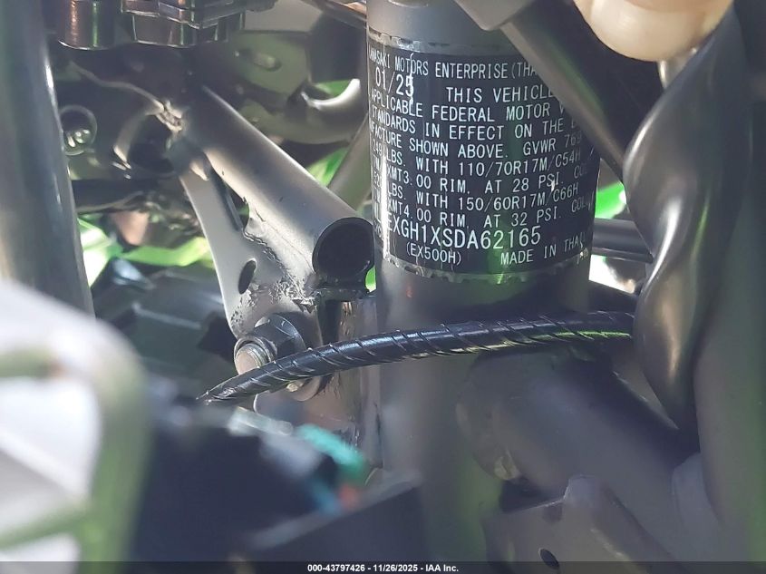 2025 Kawasaki Ex500 H VIN: ML5EXGH1XSDA62165 Lot: 43797426
