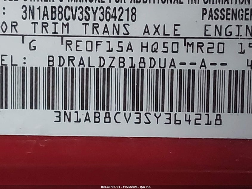 3N1AB8CV3SY364218 2025 NISSAN SENTRA photo no. 9