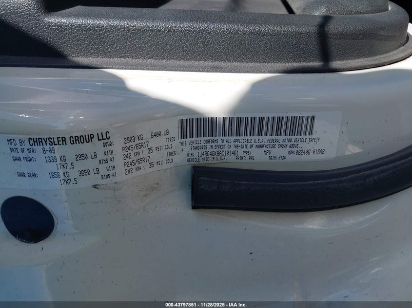 2010 Jeep Commander Sport VIN: 1J4RG4GK8AC101461 Lot: 43797851