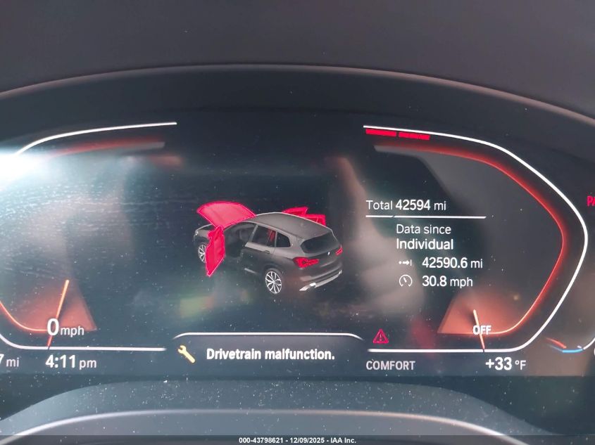 2022 BMW X3 Sdrive30I VIN: 5UX43DP04N9N14120 Lot: 43798621