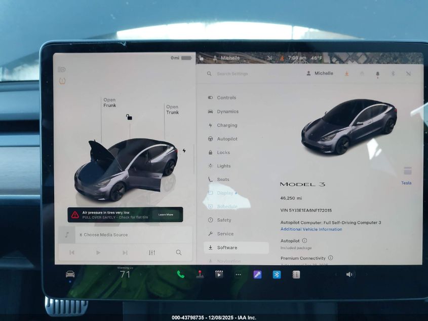 2022 Tesla Model 3 Rear-Wheel Drive VIN: 5YJ3E1EA6NF172015 Lot: 43798735