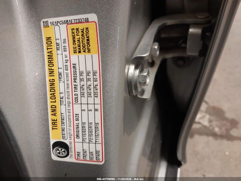 2014 Chevrolet Cruze 1Lt Auto VIN: 1G1PC5SB1E7233748 Lot: 43798996