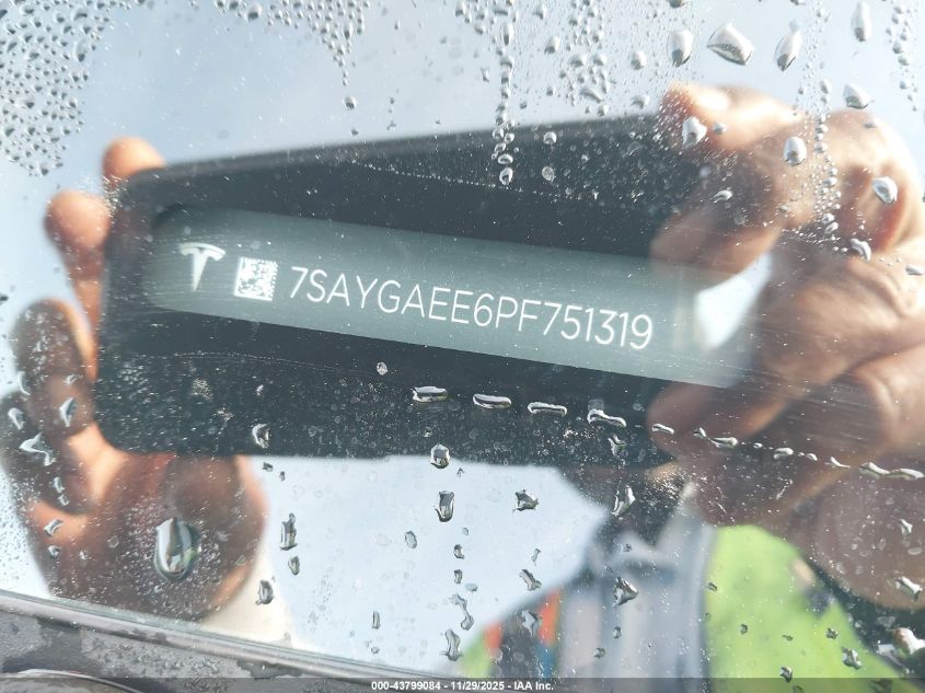 2023 Tesla Model Y Awd/Long Range Dual Motor All-Wheel Drive VIN: 7SAYGAEE6PF751319 Lot: 43799084
