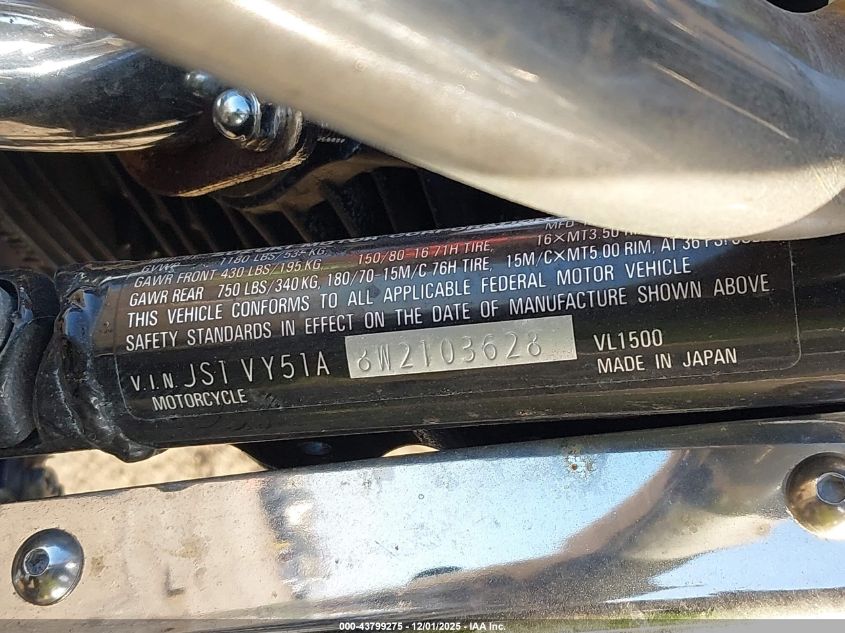 1998 Suzuki Vl1500 VIN: JS1VY51A8W2103628 Lot: 43799275