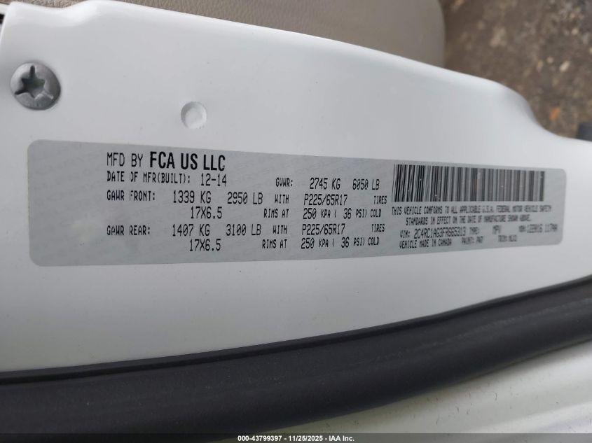 2015 Chrysler Town & Country Lx VIN: 2C4RC1AG3FR665313 Lot: 43799397